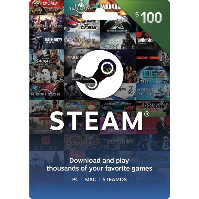 Steam Gift Card $100 (US) - Instant Delivery Email 